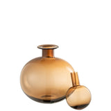Bouteille décorative J-Line + bouchon rond uni - verre - marron