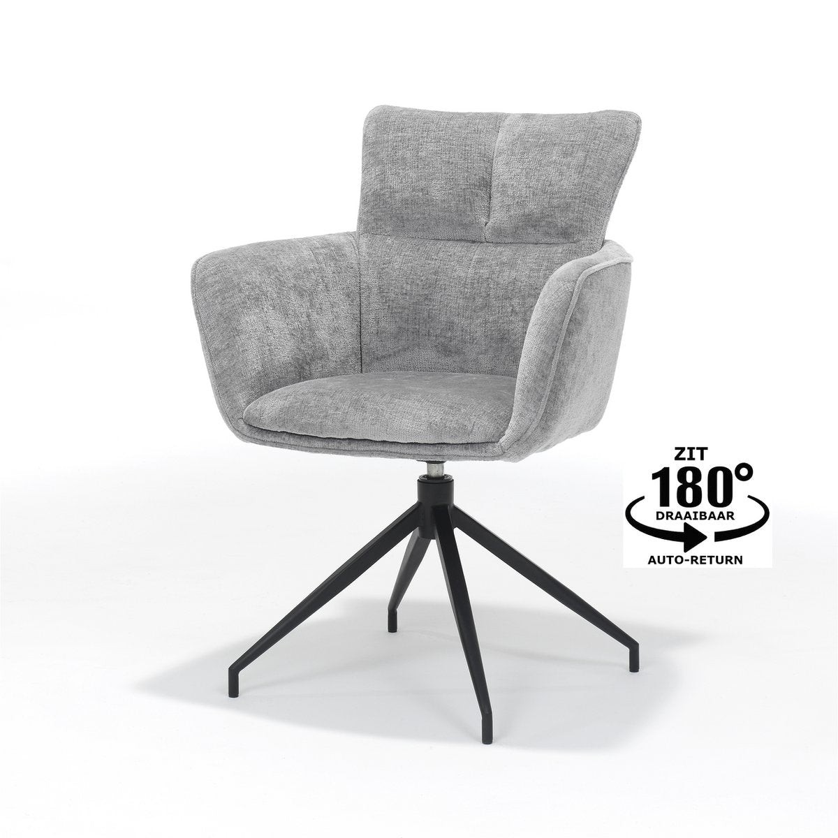 Fauteuil Evan en tissu gris avec un design élégant et moderne