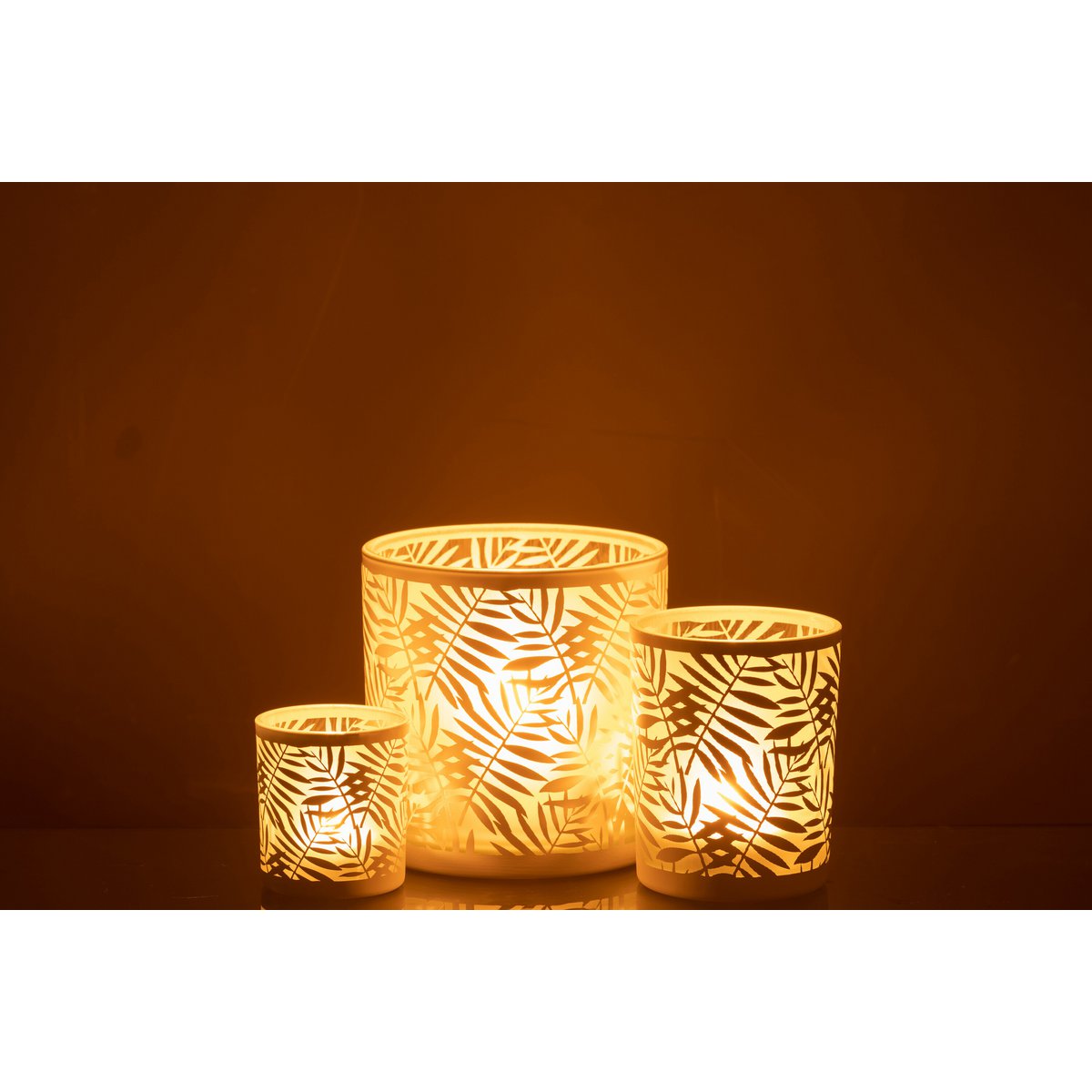 Lanterne J-Line Feuilles avec bougies, décoration élégante