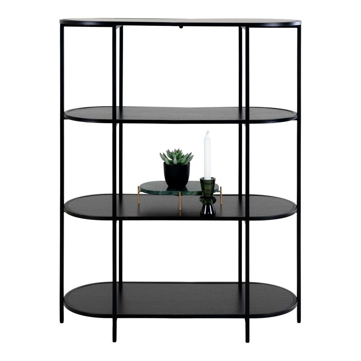 Étagère Vita Black avec cadre en acier et étagères ovales