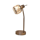 Lampe à table à LED "Josefa", lampe de table en métal et verre en optique en acier inoxydable, avec lampe filamentaire de version E14 incluse, léger pour le salon, salle à manger, couloir ou couloir 34,5 x 17,5 cm