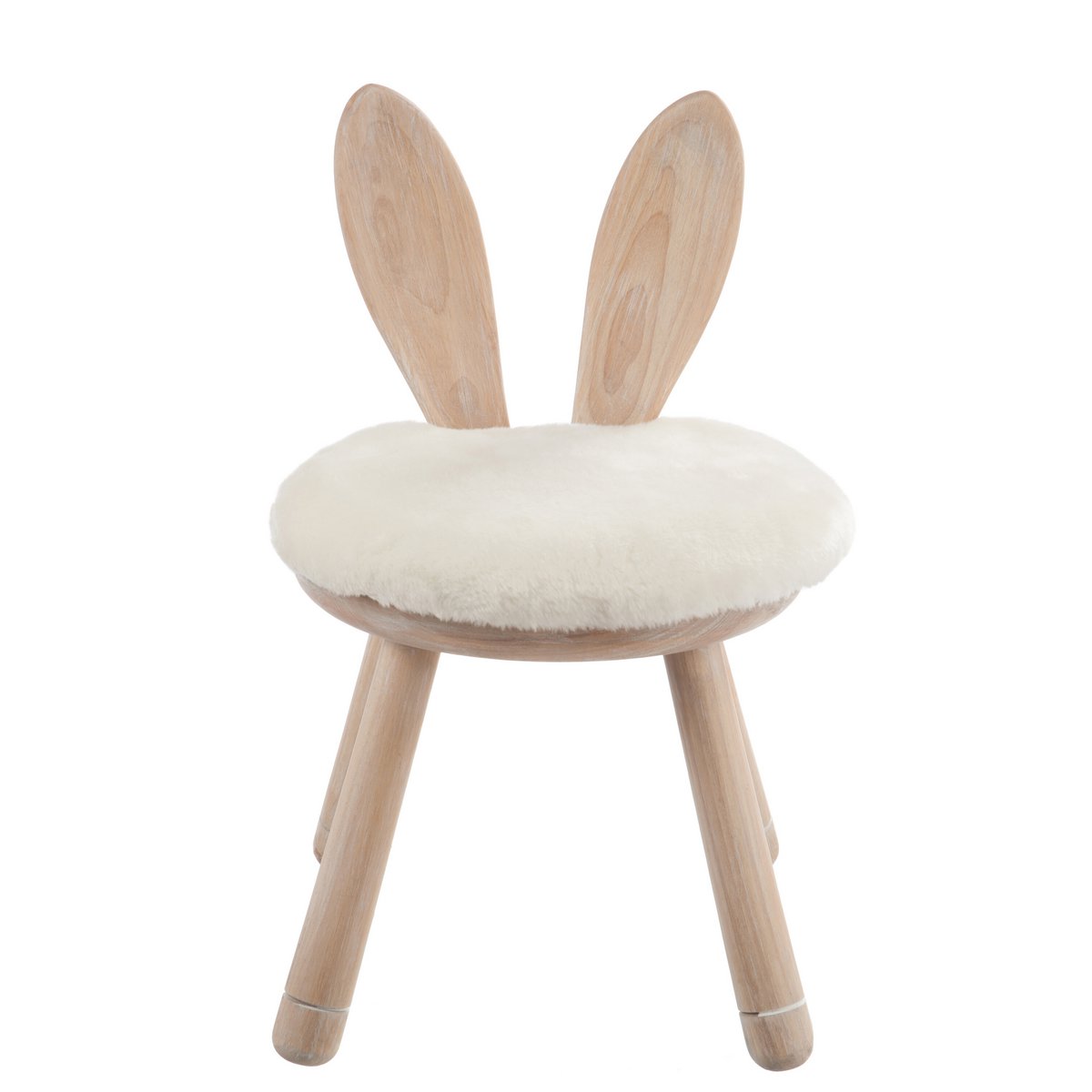 Chaise haute Oreille de Lapin en bois naturel vue de face