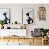 La lampe pendentielle "noix de coco" Ø 40 cm, en bois et coquilles de noix de coco, beige / brun, socket e27, éclairage pour salon, salle à manger ou jardin d'hiver.