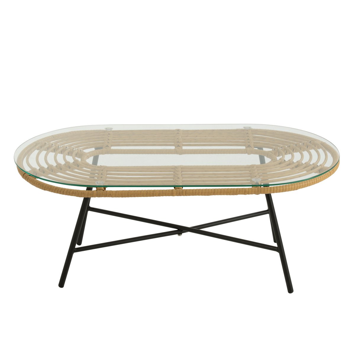 Table basse extérieure noire J-Line en situation dans un jardin