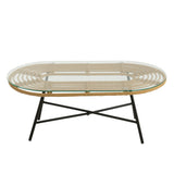 Table basse extérieure noire J-Line en situation dans un jardin