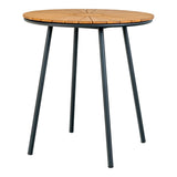 Table Cleveland Café en teck naturel avec pieds noirs, vue d'ensemble