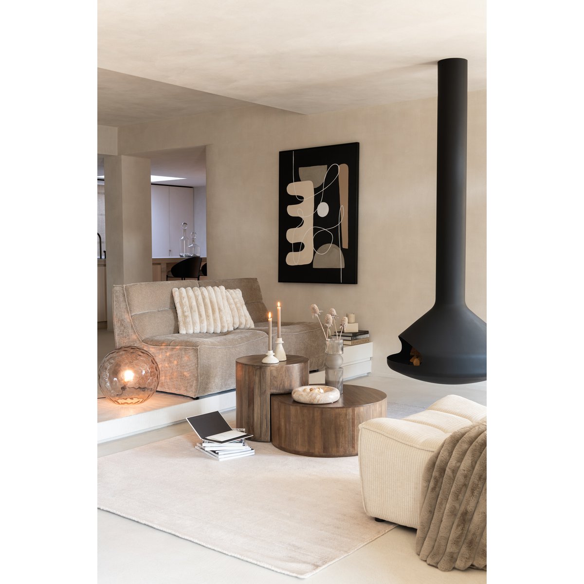 Bol J-Line Round Low Marble - ambiance de table élégante