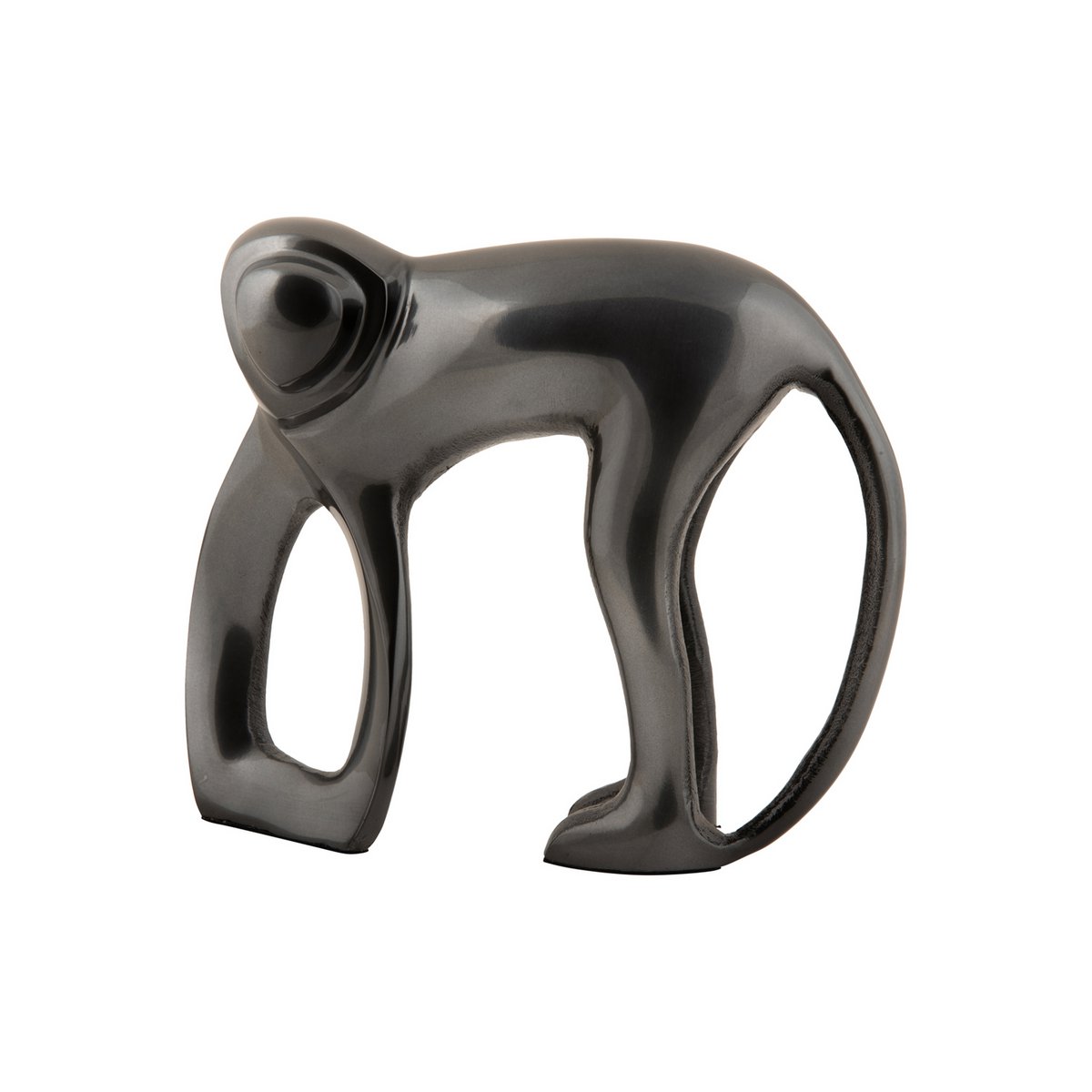 Statue Singe en aluminium gris sur étagère