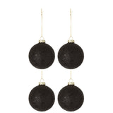 Boule de Noël J-Line Stars - verre - noir - moyenne - boîte de 4
