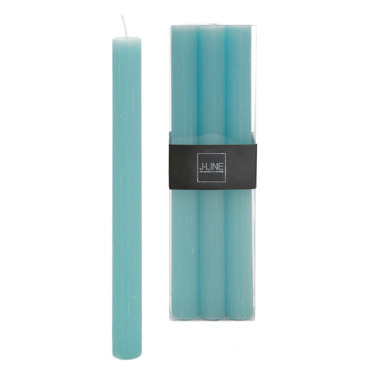 Coffret de 6 bougies de table Azur J-Line, élégantes et raffinées, couleur bleue.