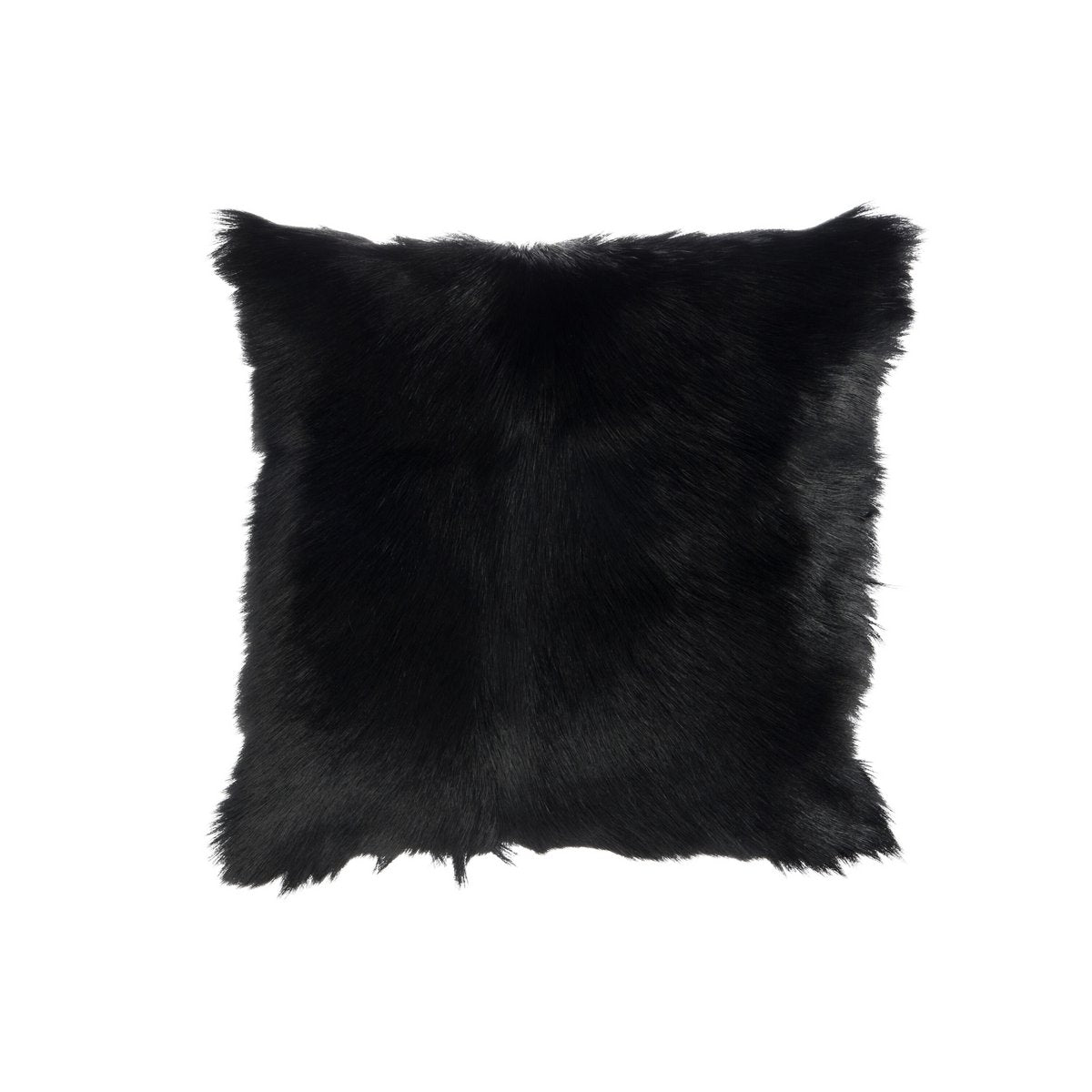 Coussin J-Line noir en fausse fourrure sur canapé