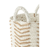 Détail du panier Chevron en raphia blanc, texture et design