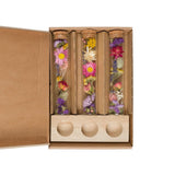 Lot de 8 fleurs séchées multicolores en boîte 15 cm