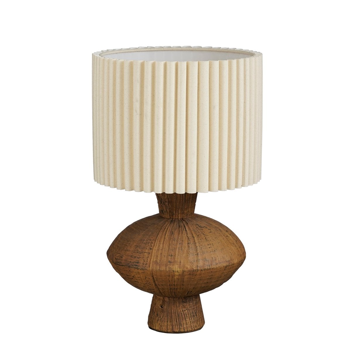 Lampe de table Frey Marron avec abat-jour plissé et base ronde