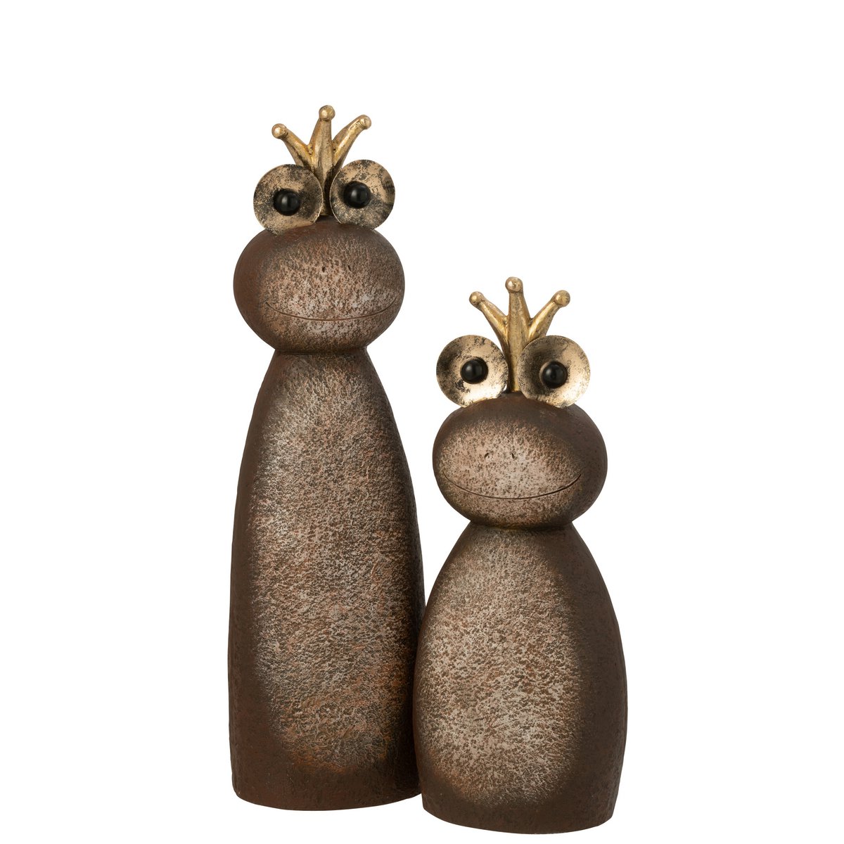 Détail de la figurine grenouille J-Line, finition marron élégante.