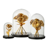Cloche Bell Jar Rose J-Line en verre doré et noir, vue de face.