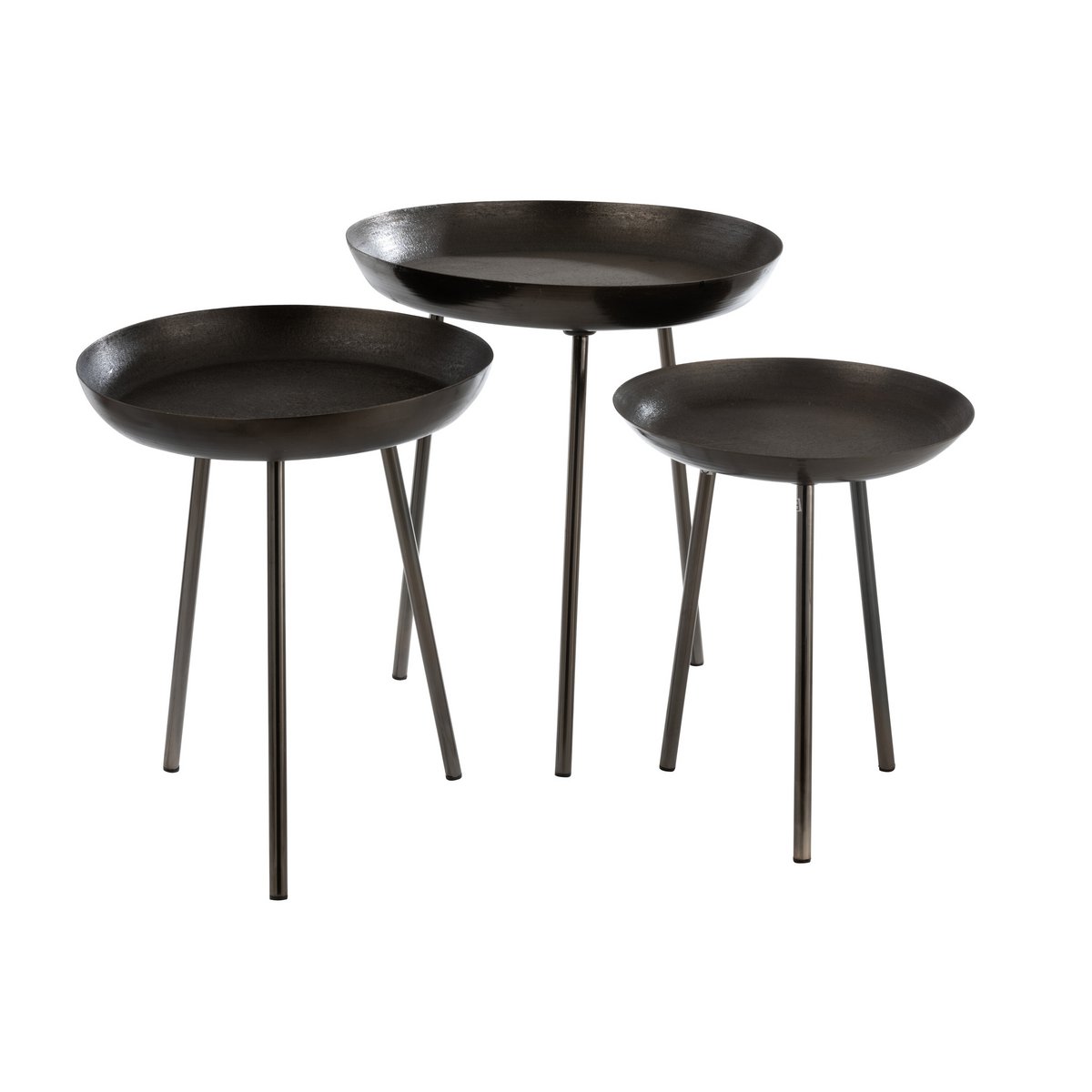 Table d'appoint J-Line en métal gris foncé, vue de face