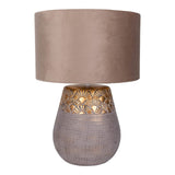 Lampe de table en céramique "Bronco", lampe de table, en céramique, beige / gris / or, avec socket E14, pour salle à manger, salon, couloir ou bureau, 39 cm de haut