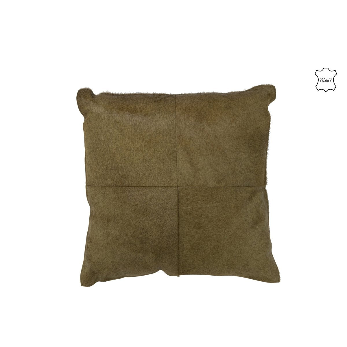Coussin J-Line Poil de Vache en Cuir Olive - ambiance déco