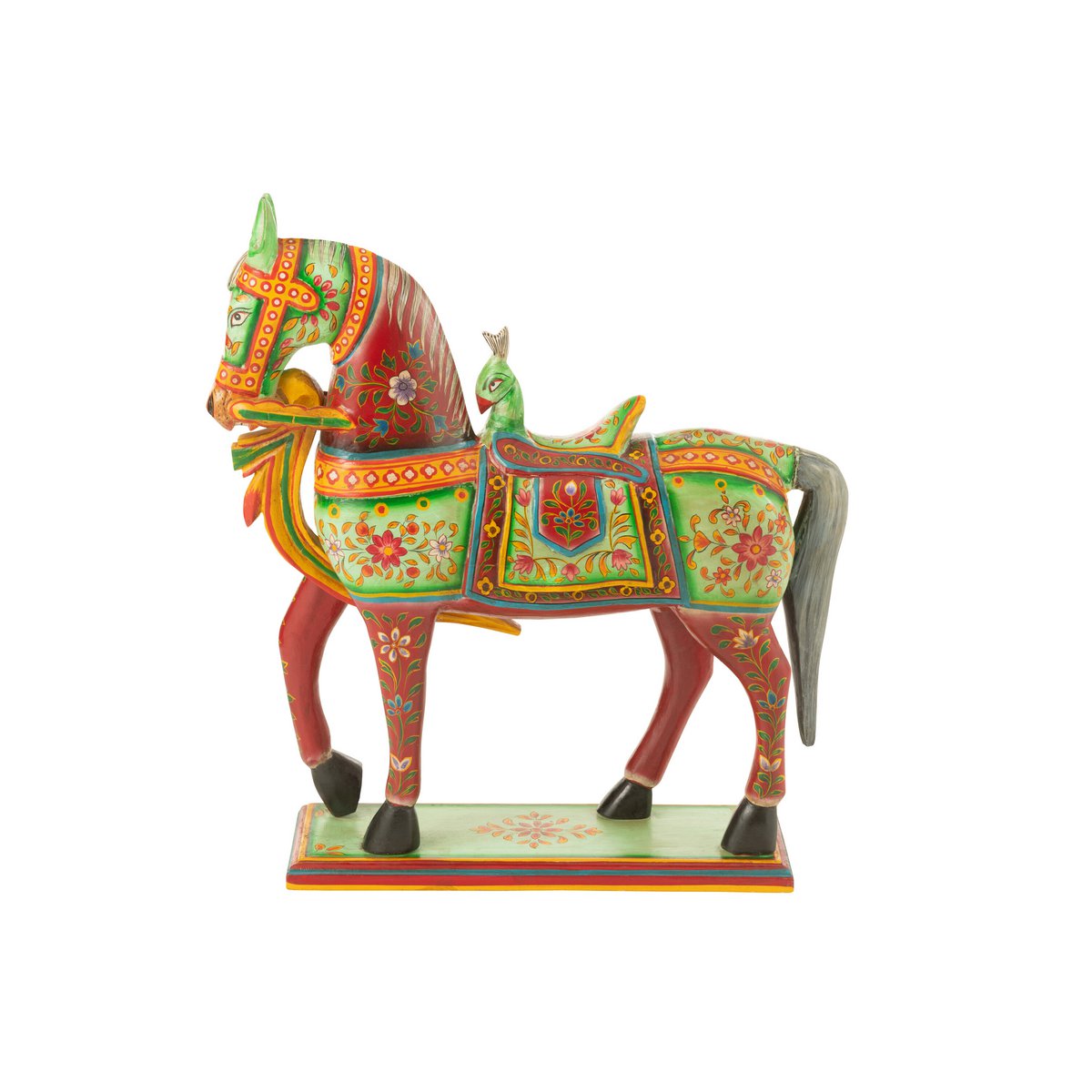 Cheval sur stand Mumbai en bois multicolore, vue avant