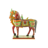 Cheval décoratif J-Line sur stand Mumbai, bois multicolore