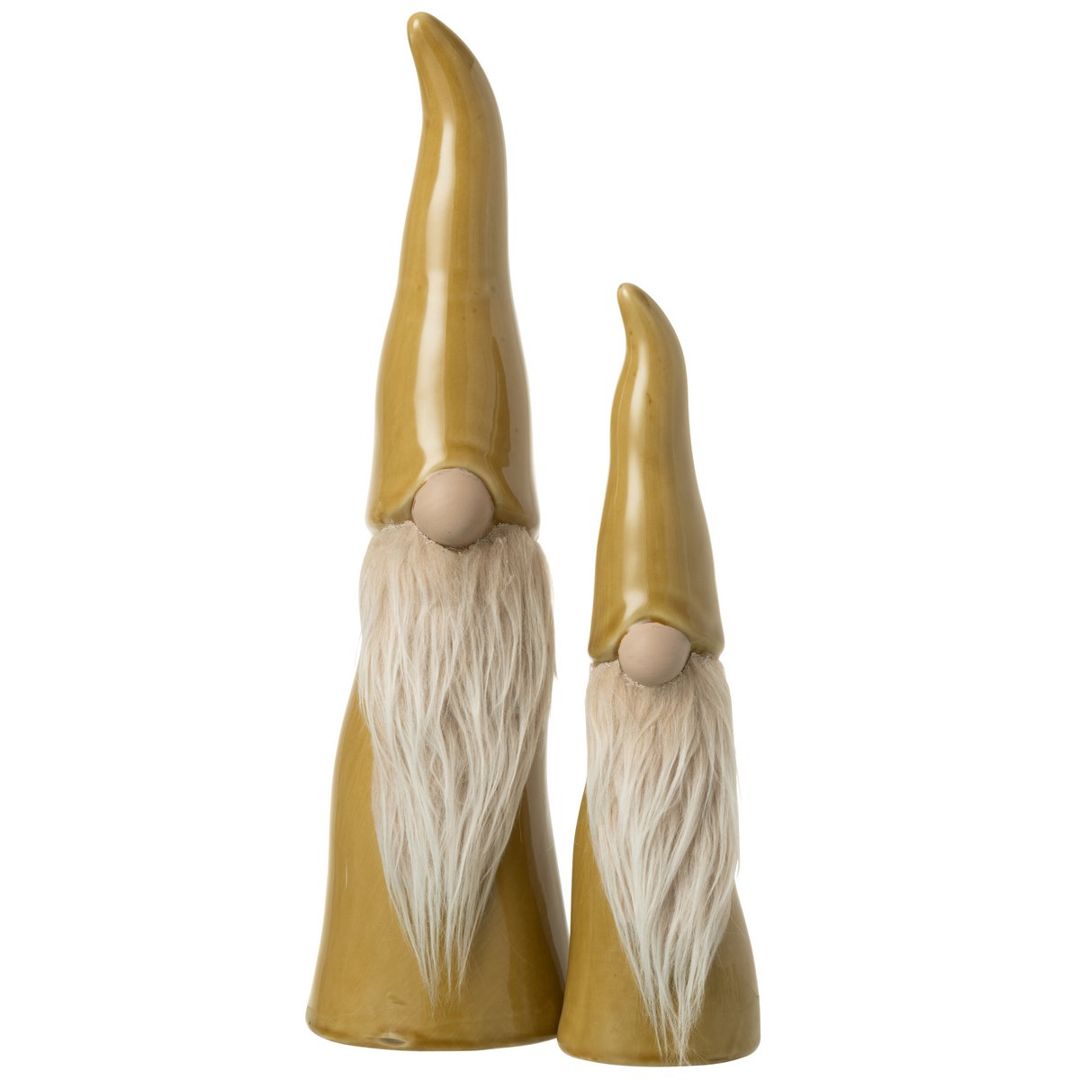 Figurine Gnome J-Line en porcelaine ocre, vue de face