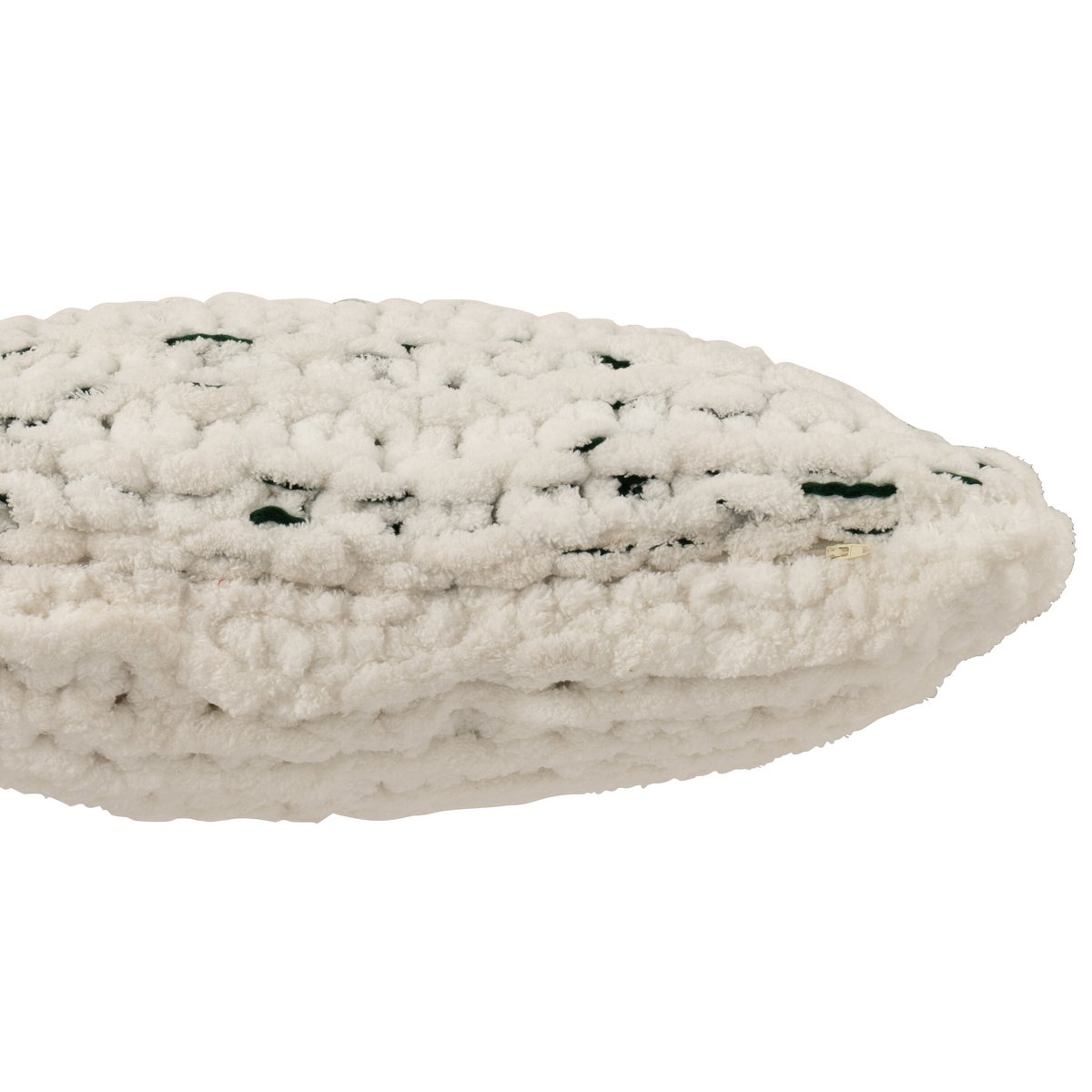 Détail du coussin J-Line blanc/vert, texture en coton