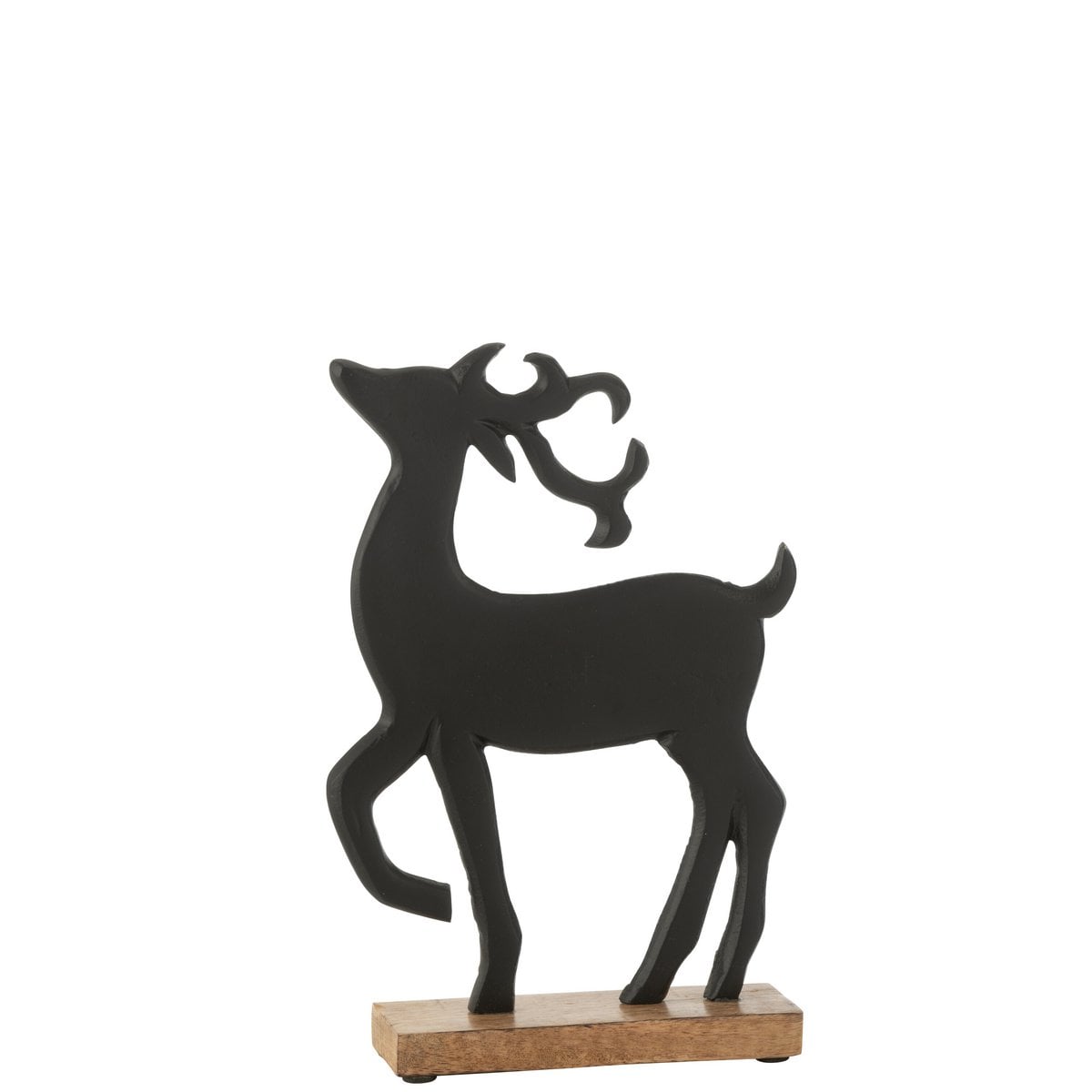 Figurine Renne J-Line en aluminium noir, vue de face