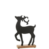 Figurine Renne J-Line en aluminium noir, vue de face