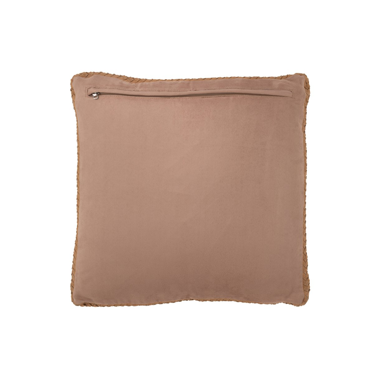 Coussin J-Line tissé en cuir marron - vue de face