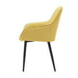 Fauteuil en lin jaune, vue latérale montrant les accoudoirs