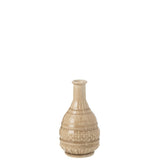 Vase J-Line en porcelaine beige, détail sculpté