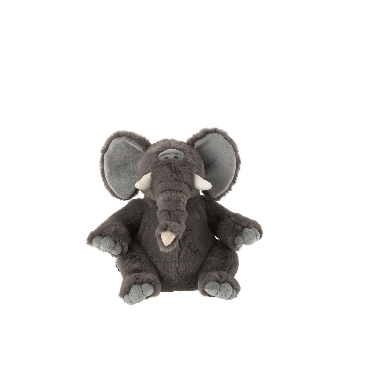 Peluche éléphant J-Line en coton gris, 30 cm, design élégant