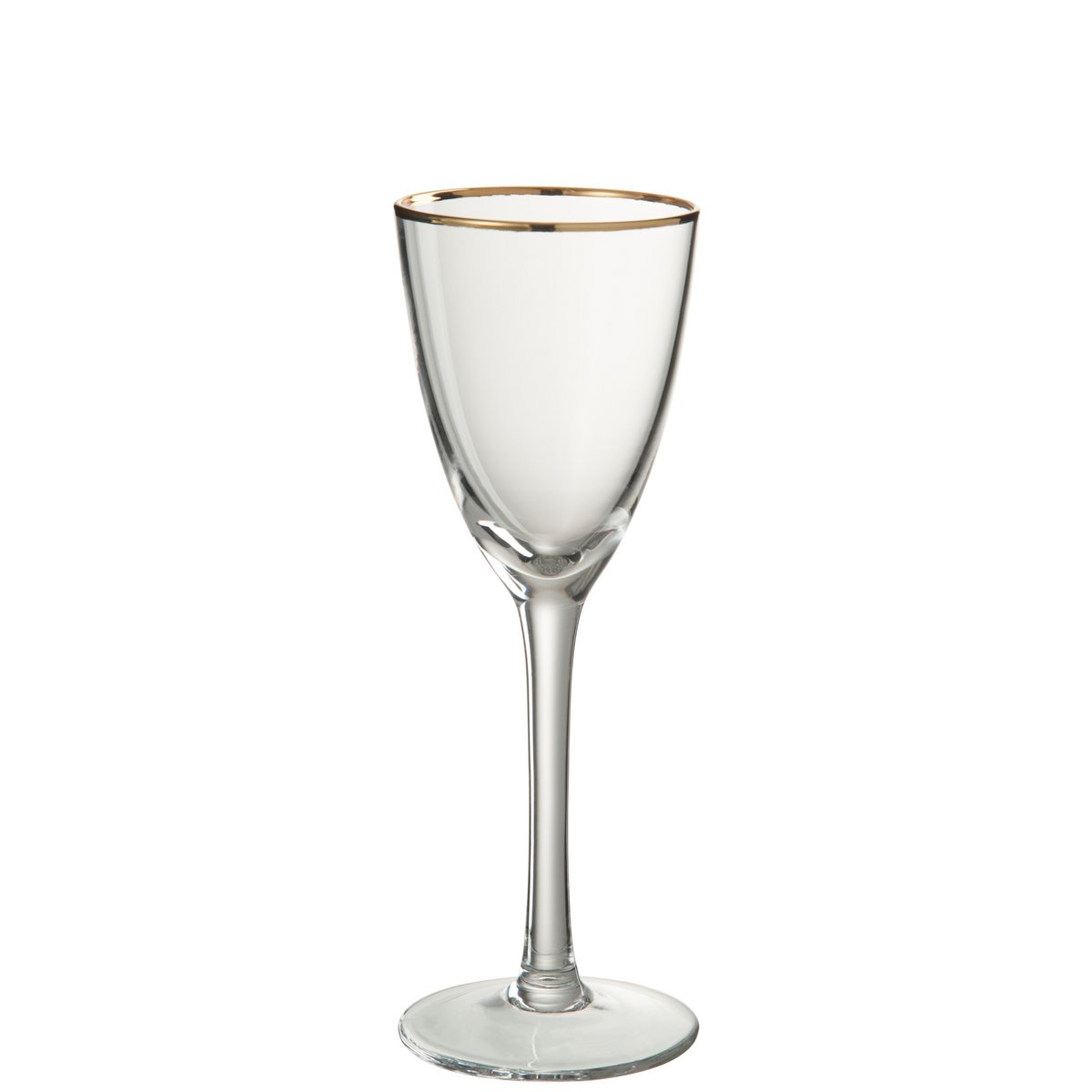 Détail du verre à vin J-Line Golden Edge montrant le bord doré et la transparence