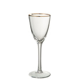Détail du verre à vin J-Line Golden Edge montrant le bord doré et la transparence