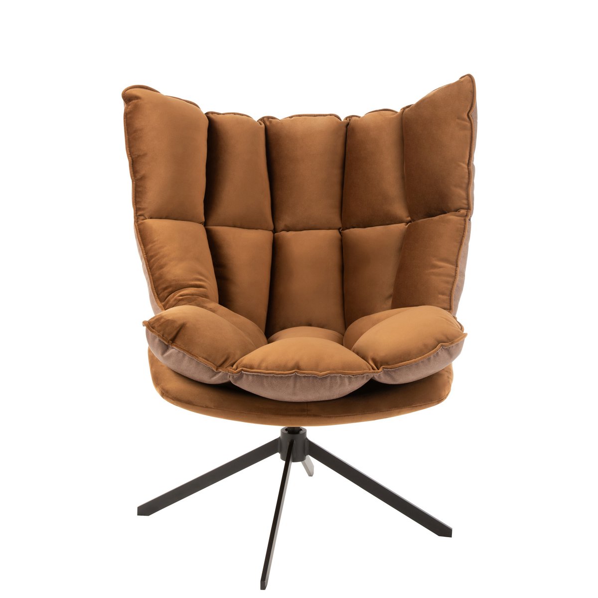 Chaise Relax J-Line en métal et textile marron, vue de face