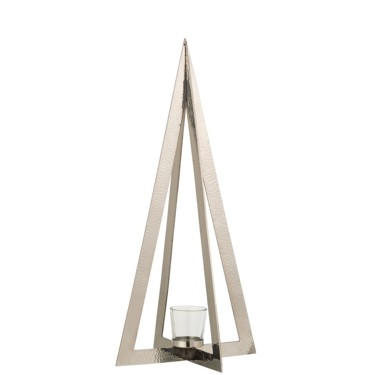 Photophore J-Line Boom en métal argenté avec bougie