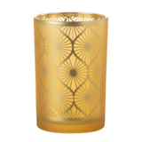 Bougeoir J-Line Windlicht Window Flowers en verre jaune, vue de face