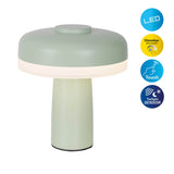 Table sans fil "PilU", 16,5 cm de haut, au-dessus de Ø de 15 cm, métal dans la menthe, plastique blanc, LED intégrée, 280 lumens, dimmable par capteur tactile, blanc chaud blanc