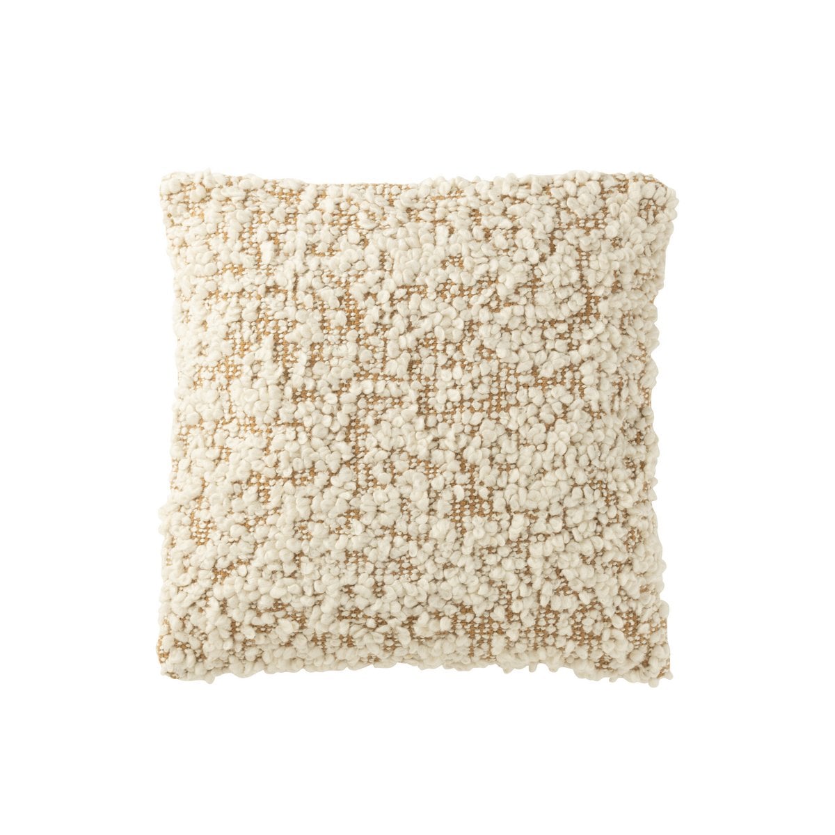 Coussin Carré Bouclé J-Line Camel/Crème, design élégant et confortable