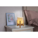 Lampe ackitique "Madita" 19 cm de haut, en blanc / nature, avec LED intégrée, dimmable avec capteur tactile