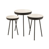 Lot de 3 tables d'appoint J-Line en métal noir et blanc, vue d'ensemble
