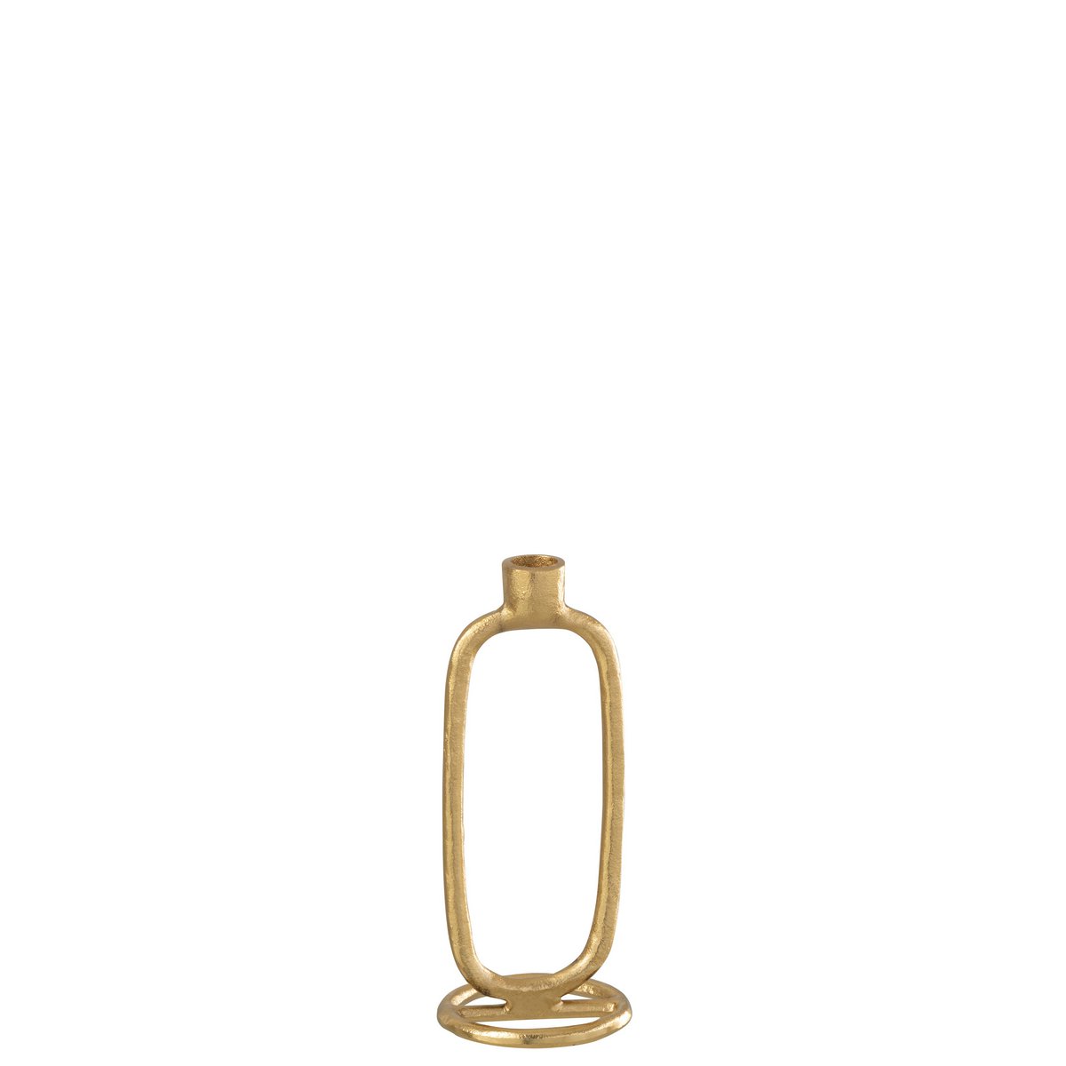 Bougeoir Ovale J-Line en aluminium doré, mise en scène sur table