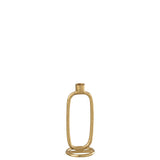 Bougeoir Ovale J-Line en aluminium doré, mise en scène sur table