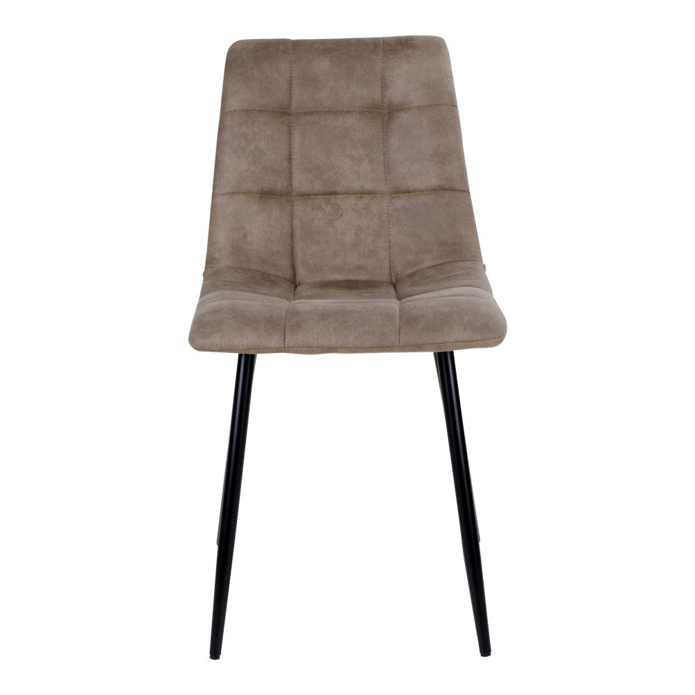 Détail du siège en microfibre marron de la chaise Middelfart