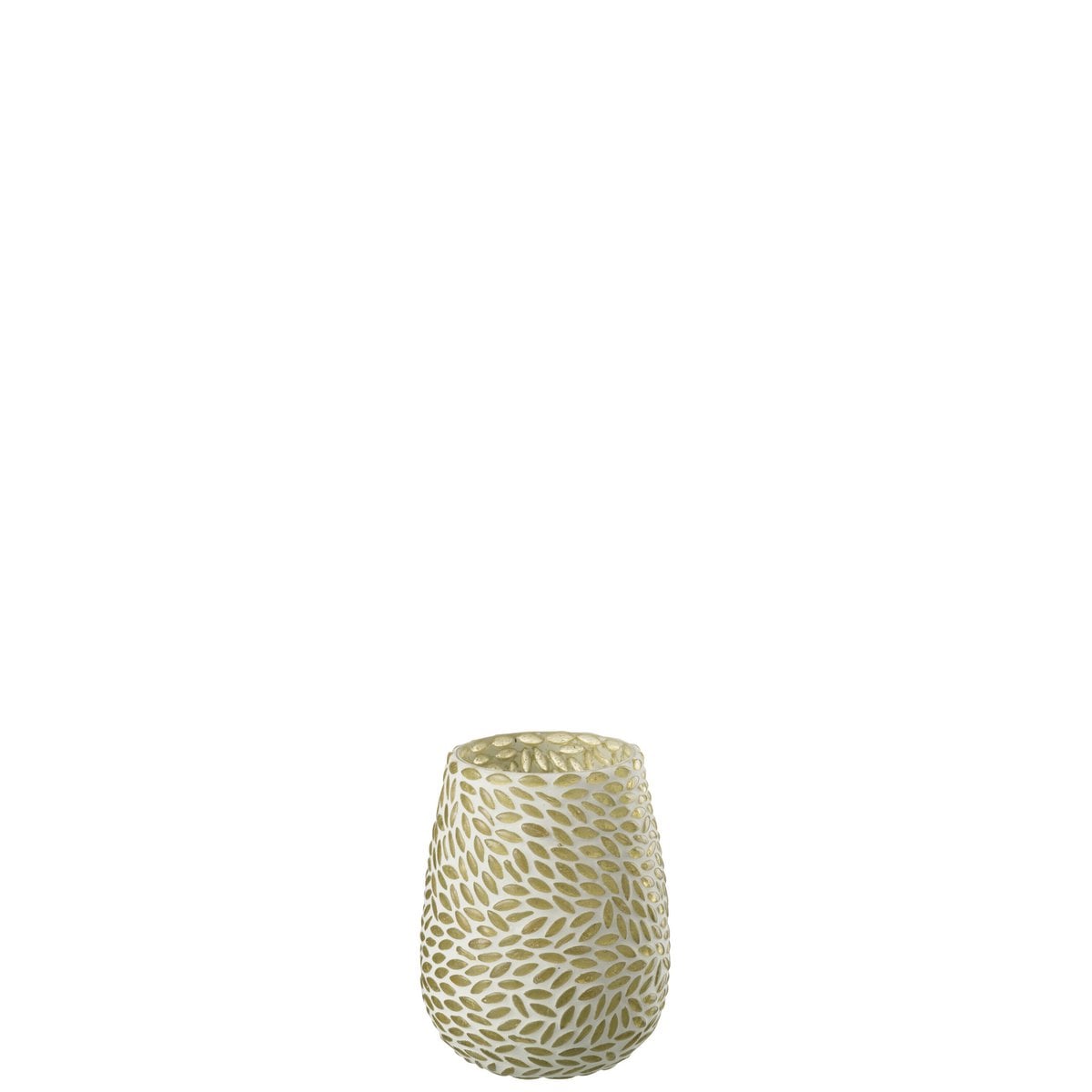 Bougeoir Mosaic J-Line en verre vert et blanc, vue de face