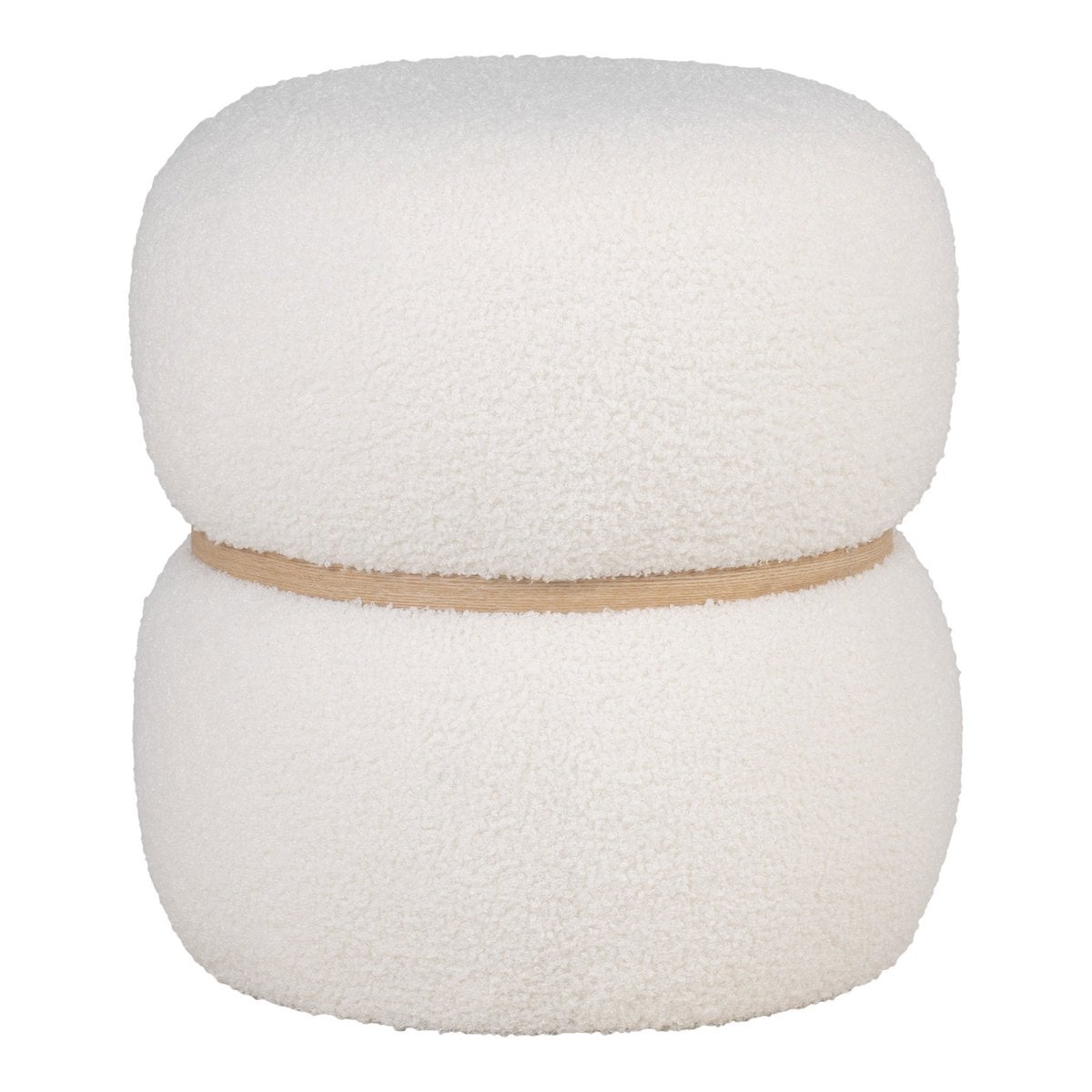 Milford Pouf Blanc en tissu teddy dans un salon moderne