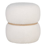Milford Pouf Blanc en tissu teddy dans un salon moderne