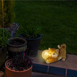 Lampe extérieure solaire LED "Cat" 25 cm décoration de longue date en plastique brun avec des LED intégrées