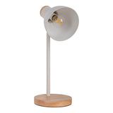 Lampe de bureau "Marie" en métal et en bois, E14, blanc, 36,5 cm de haut
